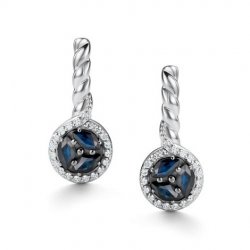 Cercei din aur alb cu pietre Diamant, Safir