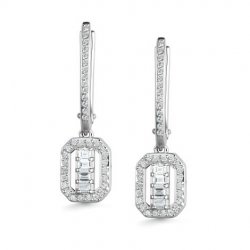 Cercei Suspendați din aur alb cu pietre Diamant