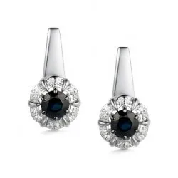 Cercei din aur alb cu Diamant, Safir