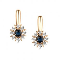 Cercei din aur roșu cu pietre Diamant, Safir