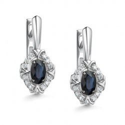 Cercei din aur alb cu pietre Diamant, Safir