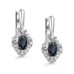 Cercei din aur alb cu Diamant, Safir