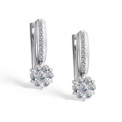 Cercei din aur alb cu pietre Diamant