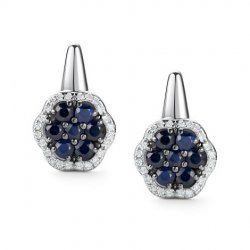 Cercei din aur alb cu pietre Diamant, Safir