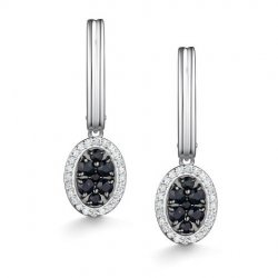 Cercei Suspendați din aur alb cu pietre Diamant, Safir