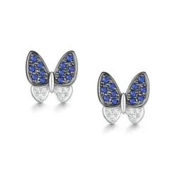Cercei Pusete din aur alb cu Diamant, Safir