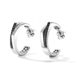 Cercei Pusete din aur alb cu pietre Diamant, Diamant negru