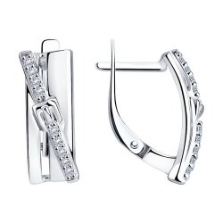 Серьги из серебра с камнями Фианит