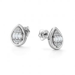 Cercei Pusete din aur alb cu pietre Diamant