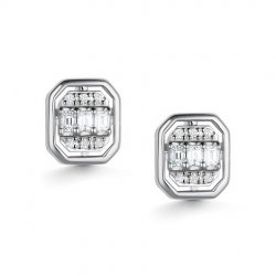 Cercei Pusete din aur alb cu pietre Diamant