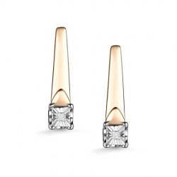 Cercei din aur roșu cu pietre Diamant