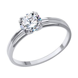 Inel din aur alb cu pietre Cubic Zirconia Incolor