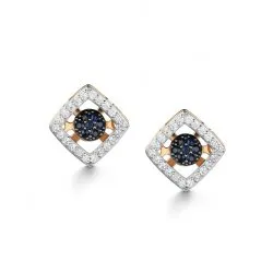 Cercei Pusete din aur roșu cu Diamant, Safir