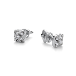 Cercei Pusete din aur alb cu pietre Diamant