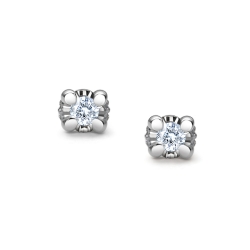 Cercei Pusete din aur alb cu pietre Diamant