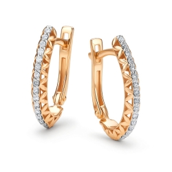 Cercei din aur roșu cu pietre Diamant