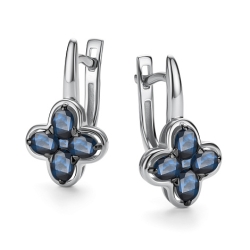 Серьги из белого золота с камнями Сапфир
