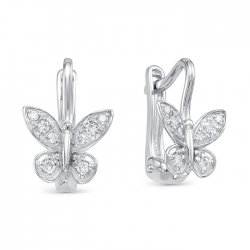 Cercei din aur alb cu pietre Diamant