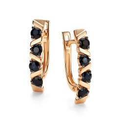 Серьги из красного золота с камнями Сапфир