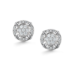 Cercei Pusete din aur alb cu pietre Diamant