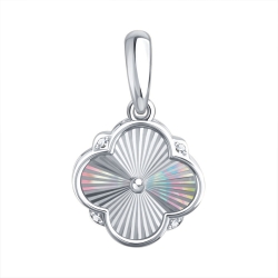 Pandantiv din aur alb cu pietre Cubic Zirconia Incolor