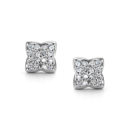 Серьги Пусеты из белого золота с камнями Бриллиант