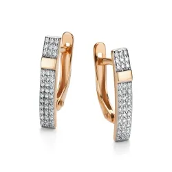 Серьги из красного золота с камнями Бриллиант