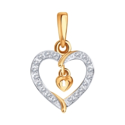 Pandantiv din aur roșu cu Cubic Zirconia Incolor