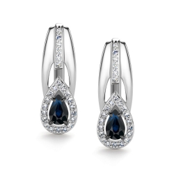 Cercei din aur alb cu pietre Diamant, Safir