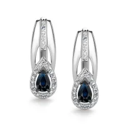 Cercei din aur alb cu Diamant, Safir