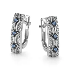 Cercei din aur alb cu Diamant, Safir