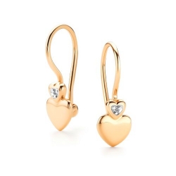 Детские серьги из красного золота с камнями Бриллиант