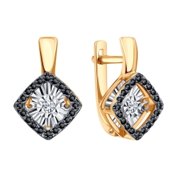 Cercei din aur roșu cu pietre Diamant, Diamant negru