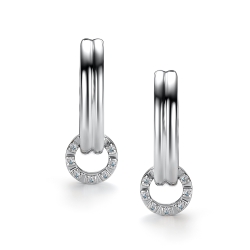 Серьги Конго из белого золота с камнями Бриллиант