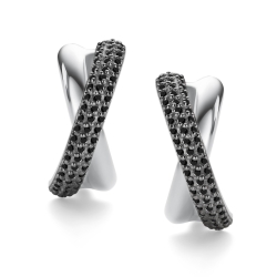 Серьги из белого золота с камнями Черный бриллиант