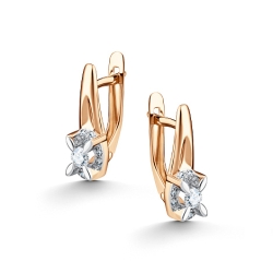 Серьги из красного золота с камнями Бриллиант