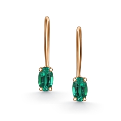 Cercei p-u copii din aur roșu cu pietre Smarald Hidrotermal
