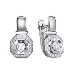 Cercei din aur alb cu pietre Diamant