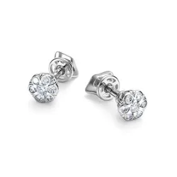 Cercei Pusete din aur alb cu Diamant