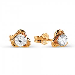 Cercei Pusete din aur roșu cu pietre Cubic Zirconia Incolor