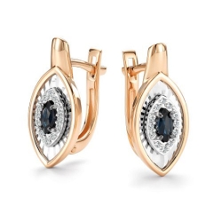 Cercei din aur roșu cu pietre Diamant, Safir