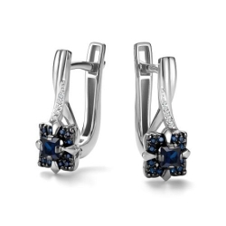 Cercei din aur alb cu pietre Diamant, Safir
