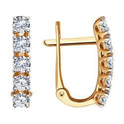 Cercei din aur roșu cu pietre Cubic Zirconia Incolor