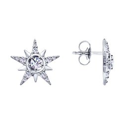 Cercei Pusete din argint  cu pietre Cubic Zirconia Incolor
