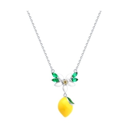 Colier din argint  cu pietre Cubic Zirconia Galben, Cubic Zirconia Verde și Emailare