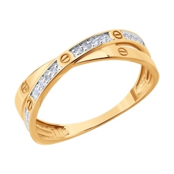 Inel din aur roșu cu pietre Cubic Zirconia Incolor