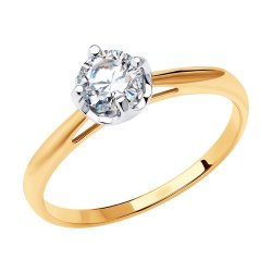 Кольцо из красного золота с камнями Swarovski