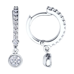 Cercei Creole din argint  cu pietre Cubic Zirconia Incolor