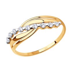 Inel din aur roșu cu pietre Cubic Zirconia Incolor