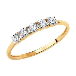 Inel din aur roșu cu Cubic Zirconia Incolor